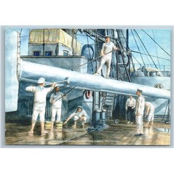 BATTLE SHIP LINE ROSTISLAV Cleaning by sailors Siege Sevastopol Russian Postcard