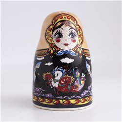 Thimble Big MATRYOSHKA DOLL Palekh Troika Porcelain Russian Ethnic Souvenir