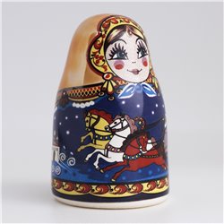 Thimble Big MATRYOSHKA DOLL Santa Troika Porcelain Russian Ethnic Souvenir