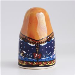Thimble Big MATRYOSHKA DOLL Santa Troika Porcelain Russian Ethnic Souvenir