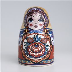 Thimble Big MATRYOSHKA DOLL Nesting Red Solid Porcelain Russian Ethnic Souvenir