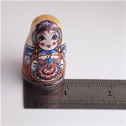 Thimble Big MATRYOSHKA DOLL Nesting Red Solid Porcelain Russian Ethnic Souvenir