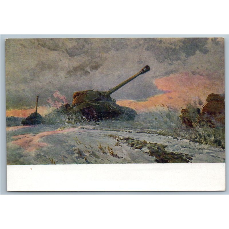 1960 SOVIET TANKS in Snow Winter exercises Military Propaganda USSR Postcard