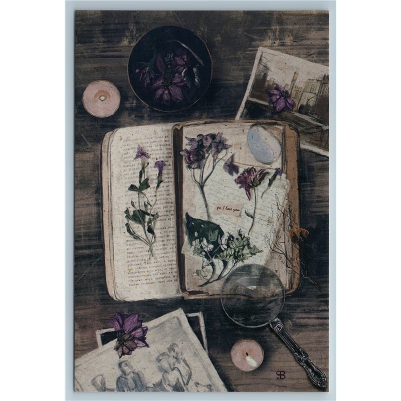 MEMORY DIARY Book Note Herbarium Flowers Magnifier Russian New Postcard