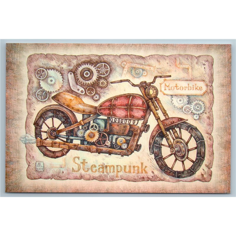 STEAMPUNK MOTORBIKE Unusual Bike Moto Graphic Russian New Postcard