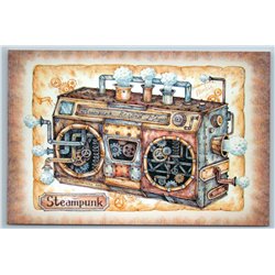 STEAMPUNK RECORD PLAYER Unusual cassette player Graphic Russia New Postcard