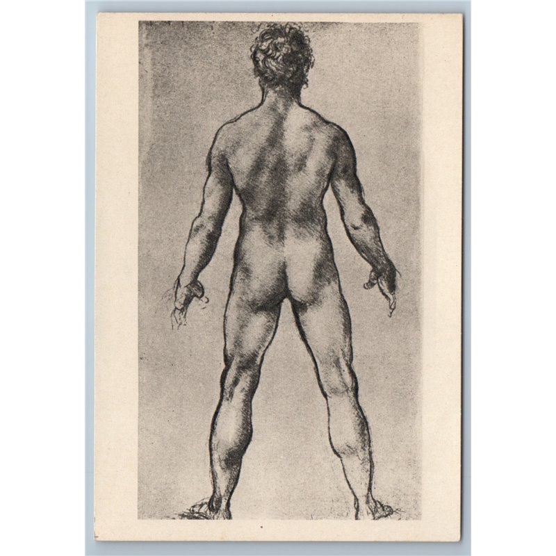 1963  MUSCLE NUDE MAN MODEL by da Vinci Art Vintage USSR Postcard