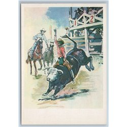 1981 SPORT RODEO Americans USA Texas Cowboy on horse Soviet USSR Postcard
