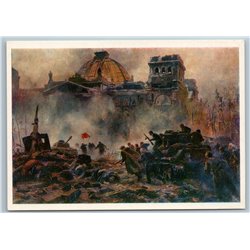 1977 WWII STORMING OF REICHSTAG Tank Soviet Soldiers Battle USSR Postcard