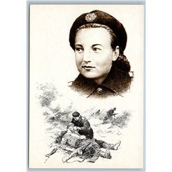 1974 WWII SU HERO Woman Galina PETROVA Red cross Nurse Soviet USSR Postcard