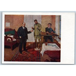 1961 LENIN in Study telegraphs in a direct line Communist Soviet USSR Postcard