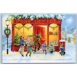 CHRISTMAS GREETINGS in Post Office Pre Holiday Chores Mail Russian New Postcard