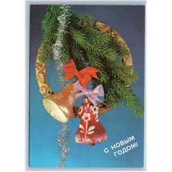 1990 CHRISTMAS DECORATION Jingle Bells Wreath New Year USSR Unposted Postcard