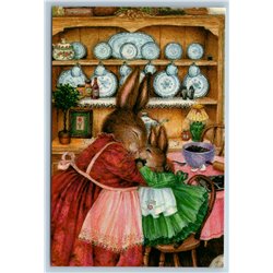 SUSAN WHEELER. Tea Party Rime Buffet Rabbits HOLLY POND HILL. Modern Postcard