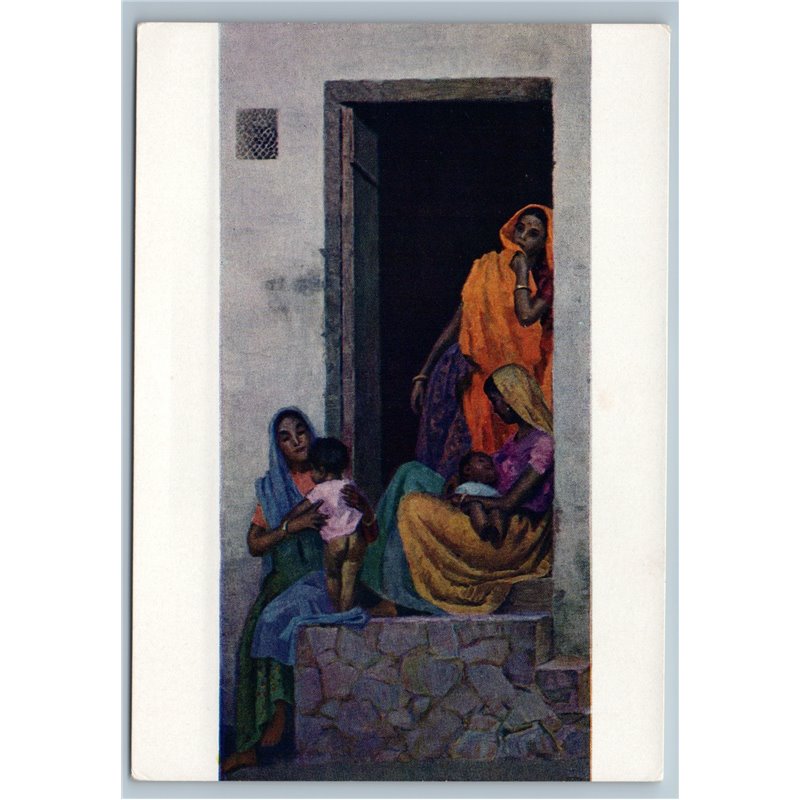 1963 INDIA WOMEN with Baby Ordinary People by CHUYKOV Unusual Soviet postcard