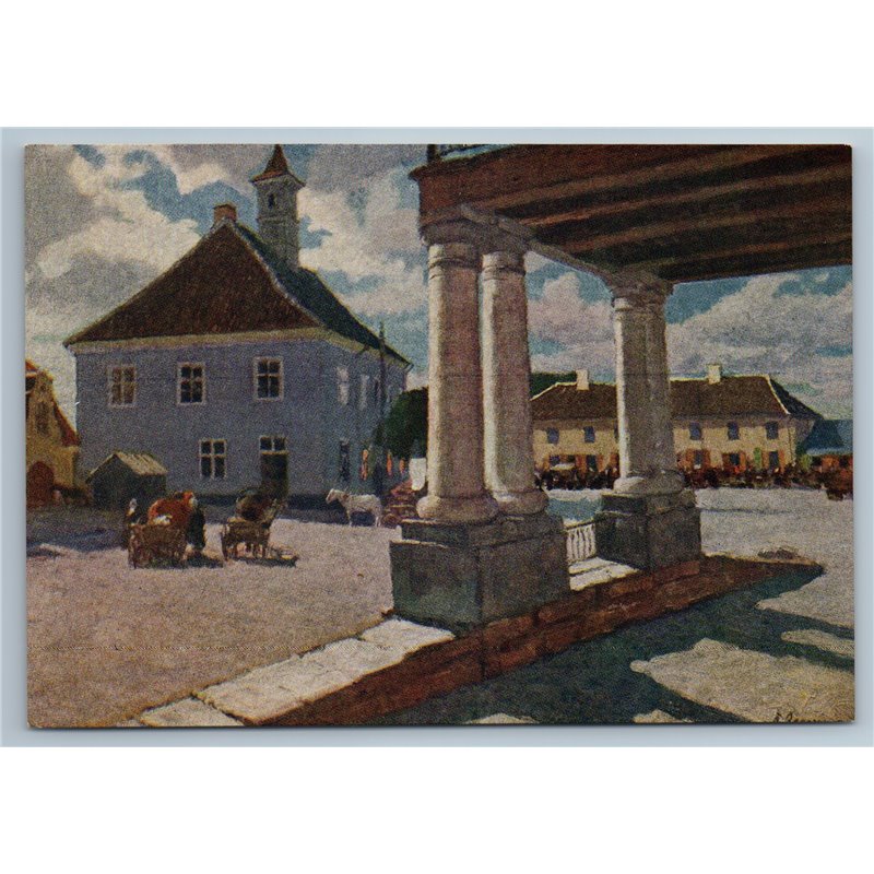 1957 Egorov Town Hall in Kuressaare Socialist Realism Russian old postcard