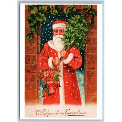 Merry Christmas! Santa Claus mistletoe Germany RARE 1000 copy Russia Postcard