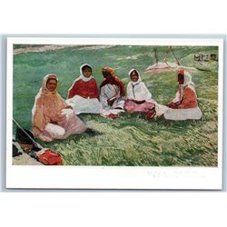 Massalin girls Ethnic Socialist Peasant Azerbaijan Russia Soviet RARE Postcard