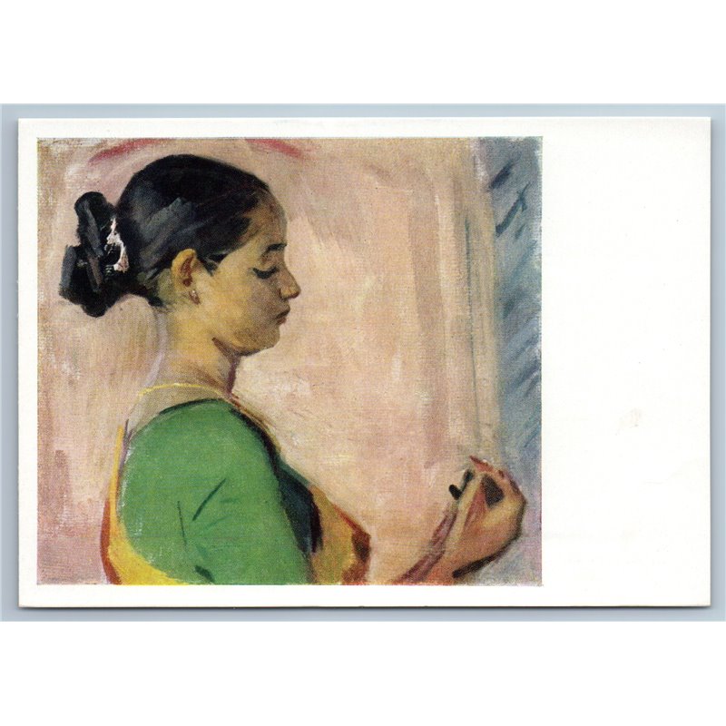 Student Girl from Calcutta India Peasant Azerbaijan Russia USSR Postcard