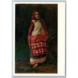 1972 YOUNG GIRL Russian Type Ethnic Folk Costume Dress USSR Postcard