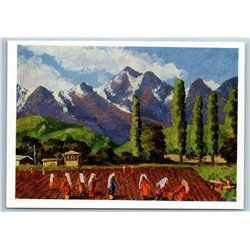 Women's brigade Tajikistan Kolkhoz Peasant Mountains Rare USSR Postcard