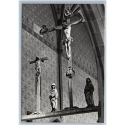 Jesus on the cross Crucifixion Gothic Sculpture RPPC Slovakia Postcard