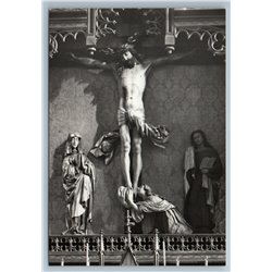 Jesus on the cross Crucifixion Gothic Sculpture RPPC Slovakia Postcard