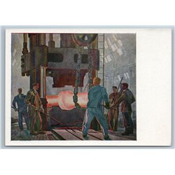 1958 BLACKSMITHS in Factory Industrial Workers by Deyneka Soviet USSR Postcard