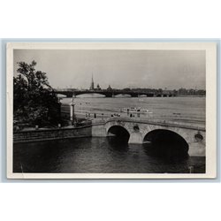 1954 LENINGRAD Bridges of the Neva River Architecture RPPC Russian USSR Postcard