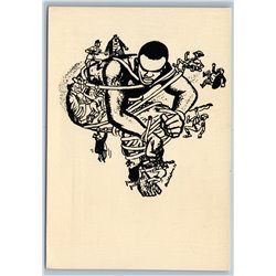 Africa fights ANTI-COLONIAL Black Man USA England Propaganda Russian Postcard