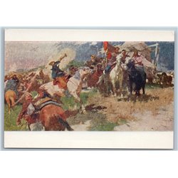 First Mounted Army Red Cavalry Bolsheviks ride Horse Russian Postcard 1958