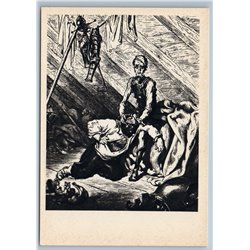 DON-QUIXOTE n drunk Sancho Panza Cervantes by Gustave Doré Old Vintage Postcard