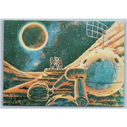 1985 INTERPLANETARY ROUTE Soviet Space Cosmos Cosmonaut by Sokolov USSR Postcard