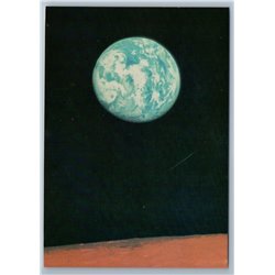 1985 EARTH photographed from Moon by Interplanetary Station Soviet USSR Postcard
