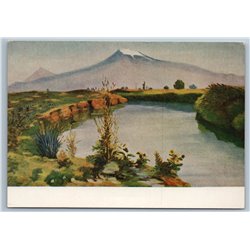 1956 NOON in ARMENIA MOUNTAIN River Landscape by Saryan Soviet USSR Postcard