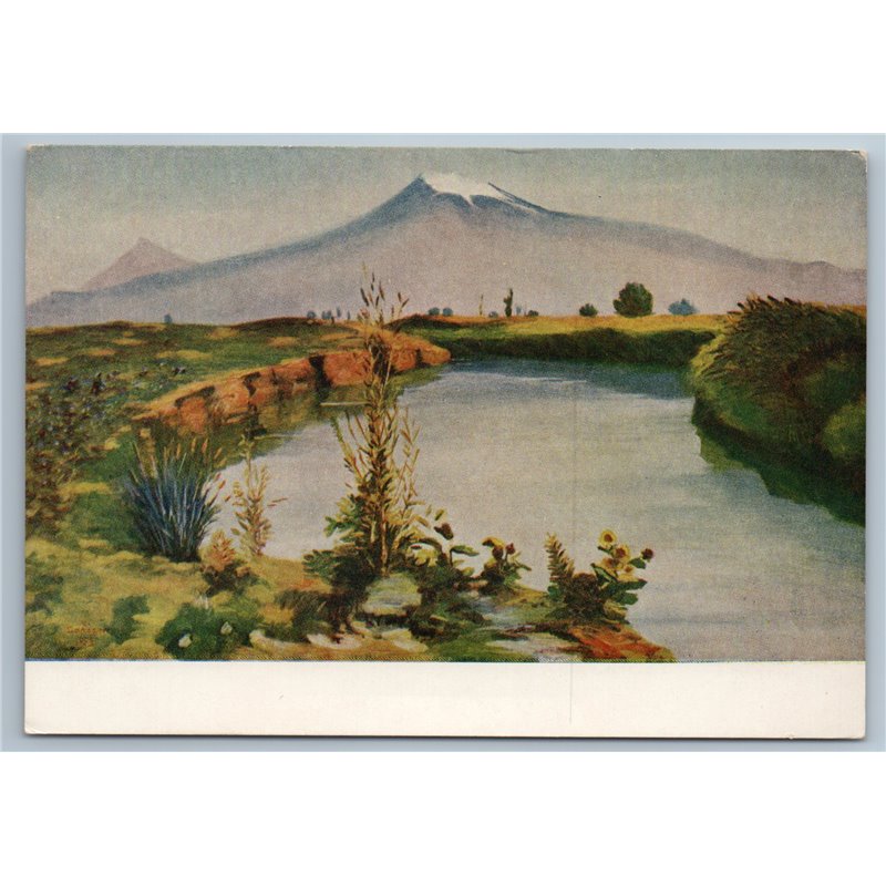 1956 NOON in ARMENIA MOUNTAIN River Landscape by Saryan Soviet USSR Postcard