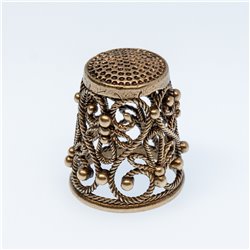 Thimble Openwork Delicate Flowers Solid Brass Metal Russian Souvenir Collection