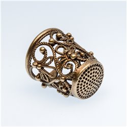 Thimble Openwork Delicate Flowers Solid Brass Metal Russian Souvenir Collection