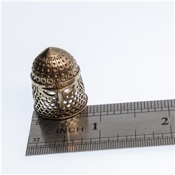 Thimble HELMET Russian Ethnic Solid Brass Metal Sewing Craft Decor Collectible