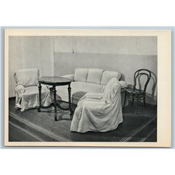 Leningrad Russia Smolny LODGING LENIN Sofa Table Chair Interior Old Postcard 