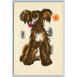 1968 FUNNY DOG Graphic Art by Estonia Artist Mutsu Soviet USSR Postcard