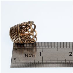 Thimble Openwork Floral Tracery Solid Brass Metal Russian Souvenir Collectible