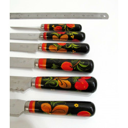 Set of 6 pc knife Hand Painted lacquer Khokhloma Russian folk art wooden cutlery